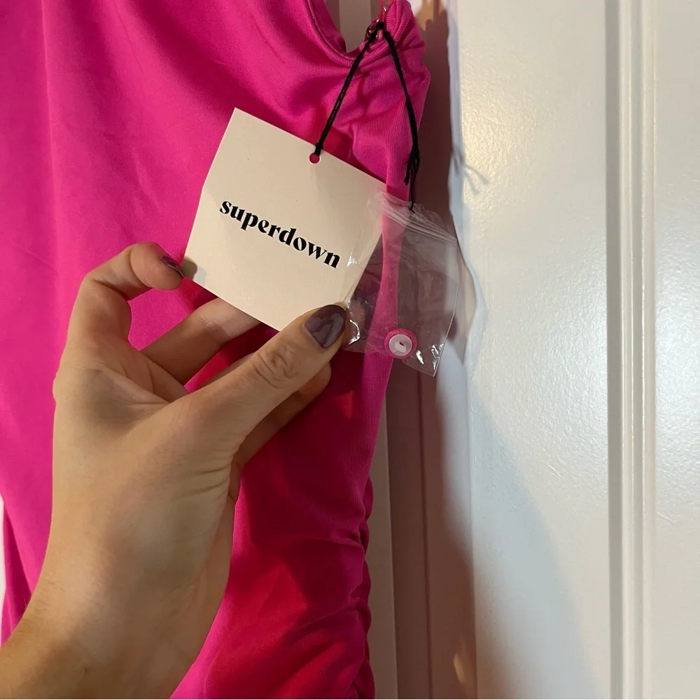 Revolve superdown Mallory High Neck Dress Hot Pink Size Small Party Club NYE NWT - Picture 4 of 13